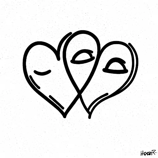 heart with two faces fun and sad  tattoo design idea