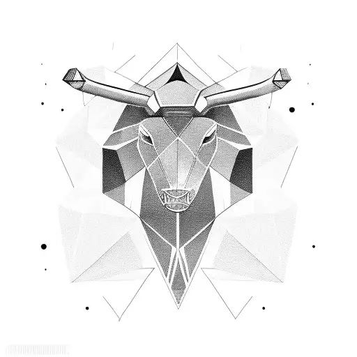 geometric taurus with roses tattoo design idea