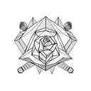 geometric taurus with roses tattoo design idea