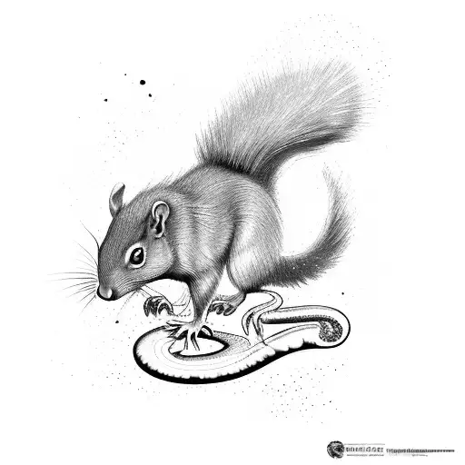 Ratatoskr running up yggsristril with serpent on the bottom and eagle at the top tattoo design idea