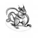Ratatoskr running up yggsristril with serpent on the bottom and eagle at the top tattoo design idea