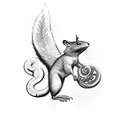 Ratatoskr running up yggsristril with serpent on the bottom and eagle at the top tattoo design idea