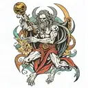 moses demon with death tattoo design idea