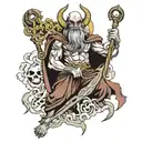 moses demon with death tattoo design idea