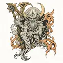 moses demon with death tattoo design idea