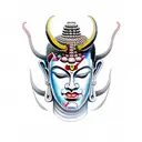face half Devil half Buddha  tattoo design idea