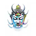 face half Devil half Buddha  tattoo design idea