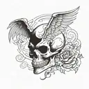 skull devil wings tattoo design idea