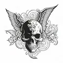 skull devil wings tattoo design idea