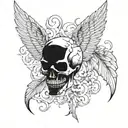 skull devil wings tattoo design idea