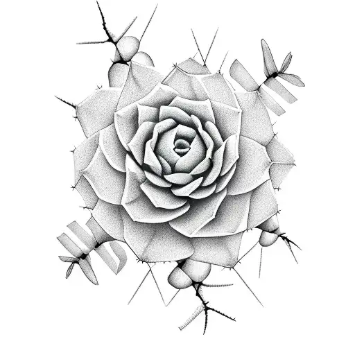 The word "Endure" with a cactus flower tattoo design idea