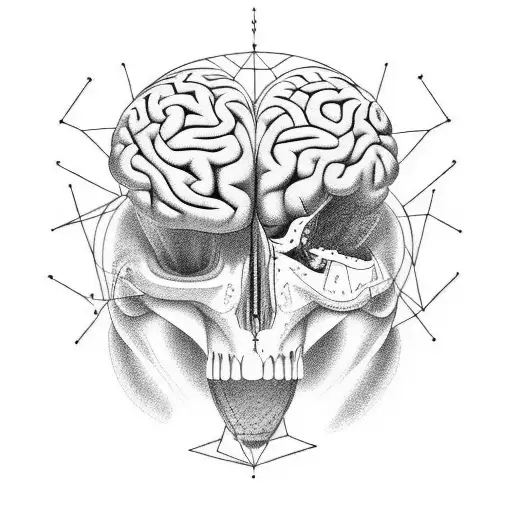 tortured yet revived brain tattoo design idea
