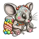 plasticine mouse eats skittles tattoo design idea