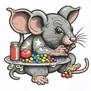 plasticine mouse eats skittles tattoo design idea