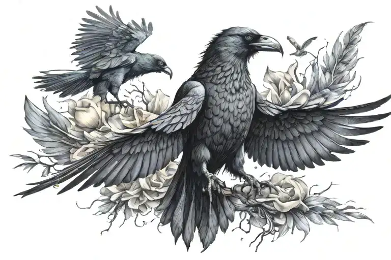 the battle of the crow against the dove tattoo design idea