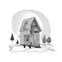 a tiny house in the beach tattoo design idea
