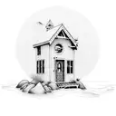 a tiny house in the beach tattoo design idea