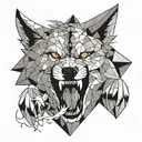 snarling wolf geometric design incorporating tattoo design idea