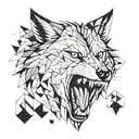 snarling wolf geometric design incorporating tattoo design idea