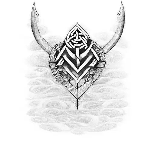 "I'm looking for a Viking tattoo design that incorporates the Valknut symbol and the names Daniel, Valeria, and Alejandr tattoo design idea