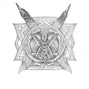 "I'm looking for a Viking tattoo design that incorporates the Valknut symbol and the names Daniel, Valeria, and Alejandr tattoo design idea