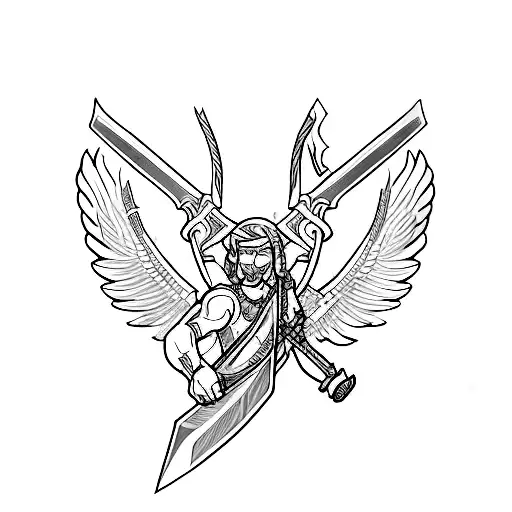 shattered sword with icarus as the handle tattoo design idea
