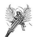shattered sword with icarus as the handle tattoo design idea