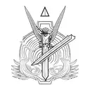 shattered sword with icarus as the handle tattoo design idea