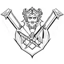 shattered sword with icarus as the handle tattoo design idea