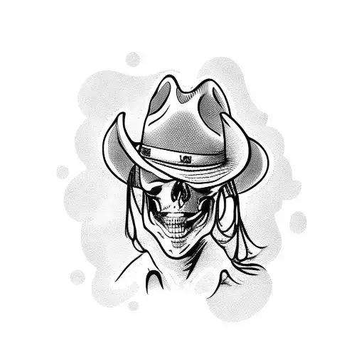 cowboy skeleton tattoo design idea