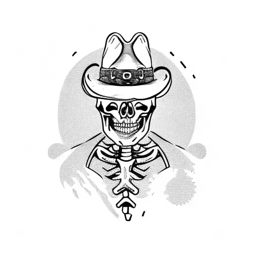 cowboy skeleton tattoo design idea