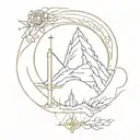 A minimalist tattoo design combining elements from Lord of the Rings and Game of Thrones tattoo design idea