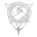 A minimalist tattoo design combining elements from Lord of the Rings and Game of Thrones tattoo design idea