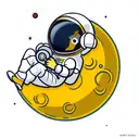 an astronaut sitting on the moon tattoo design idea