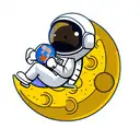 an astronaut sitting on the moon tattoo design idea