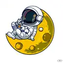 an astronaut sitting on the moon tattoo design idea