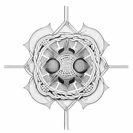 Combine elements of laboratory equipment and macrame to create a unique design tattoo design idea