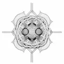 Combine elements of laboratory equipment and macrame to create a unique design tattoo design idea