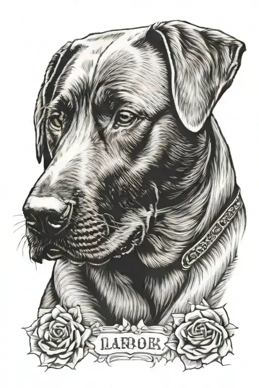 Labrador retriever portrait tattoo design idea