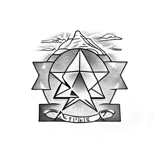 A silhouette of Table Mountain in South Africa with a Jewish star in the sky tattoo design idea