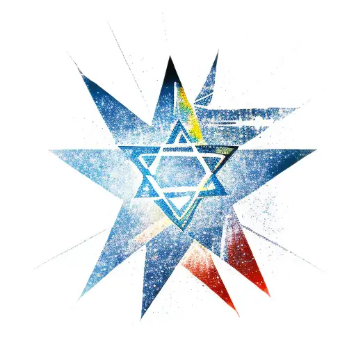 A silhouette of Table Mountain in South Africa with a Jewish star in the sky tattoo design idea