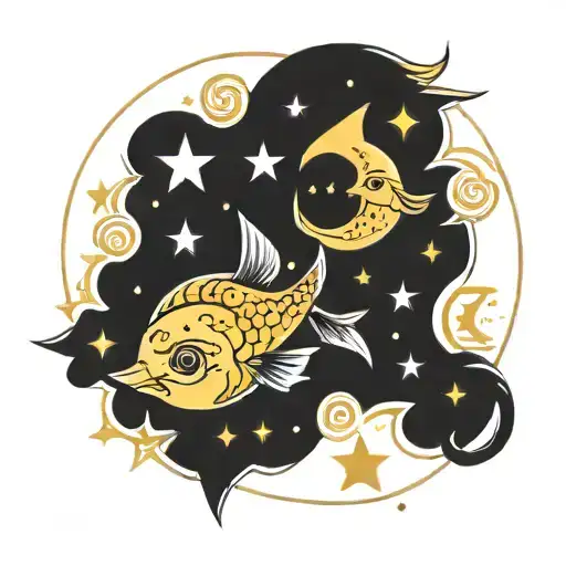 moon stars Pisces astrology empath  tattoo design idea