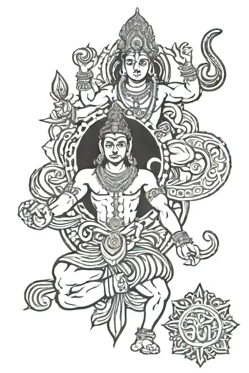 Shiva, Vishnu, Hanuman tattoo design idea