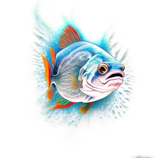 pinook fish jumping out of water with a splash tattoo design idea