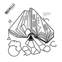 book and knowledge in a trapezoidal shape tattoo design idea