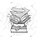 book and knowledge in a trapezoidal shape tattoo design idea