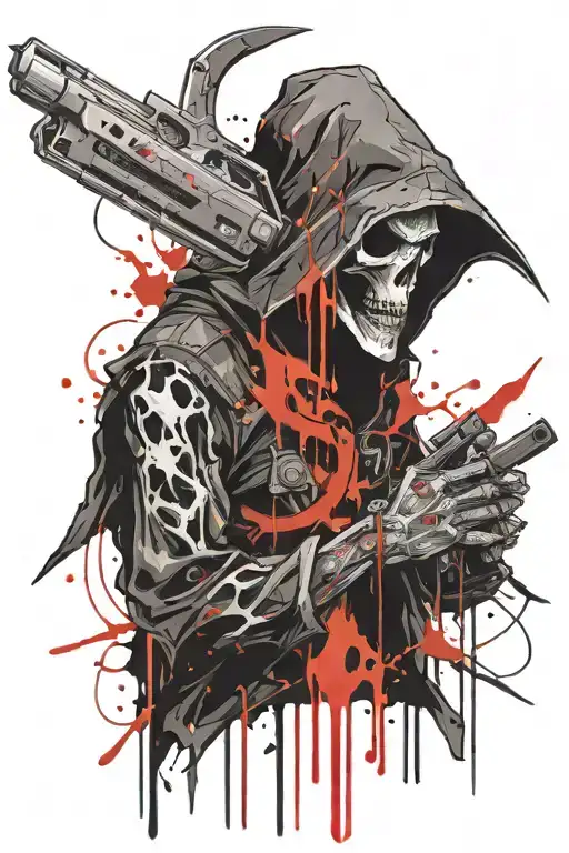 reaper with hooligan tool and bomb tattoo design idea