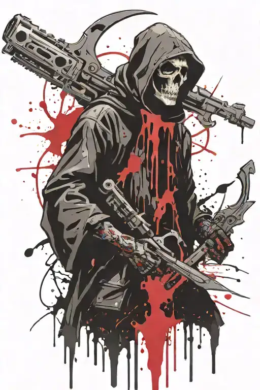 reaper with hooligan tool and bomb tattoo design idea