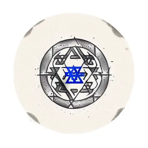 The symbol of Israel is inside a circle tattoo design idea