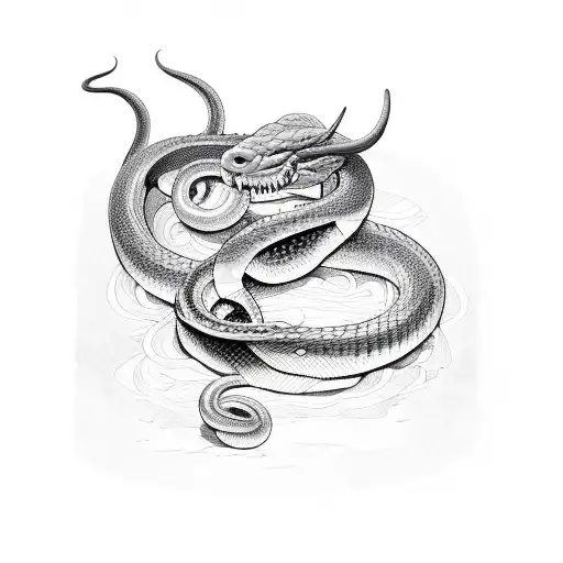 a demon eating a snake tattoo design idea